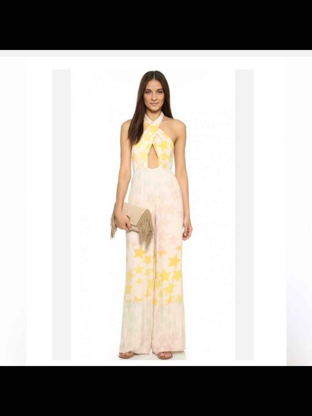 Mara Hoffman Pastel Star Halter Jumpsuit in Yellow and Pink